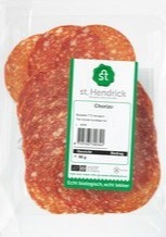 Chorizo (gesneden) plakken St. Hendrick 90 gram BIO Chorizo (gesneden) plakken St. Hendrick 90 gram BIO