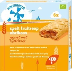 Spelt fruitreep abrikoos Molenaartje 180 gram Spelt fruitreep abrikoos Molenaartje 180 gram