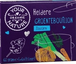 bouillon blokjes groente zoutarm (heldere) Your Organic Nature 60 gram BIO