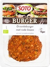 Vegetarische Groenteburger met rode linzen Soto 160 gram BIO