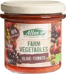 Groentespread olijf - tomaat Allos 135 gram BIO Groentespread olijf - tomaat Allos 135 gram BIO
