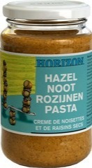 Hazelnoot-rozijnenpasta zonder zout Horizon 350 gram BIO