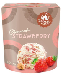 Roomijs strawberry cheesecake Ice Cream Factory 700 ml BIO