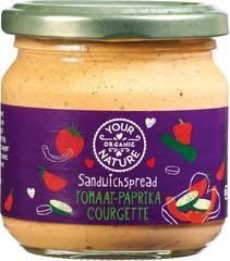 Sandwichspread tomaat-paprika-courgette Your Organic Nature 180 gram BIO Sandwichspread tomaat-paprika-courgette Your Organic Nature 180 gram BIO