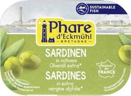 Sardines in extra olijfolie Bretagne Phare d'Eckmühl 135 gram BIO