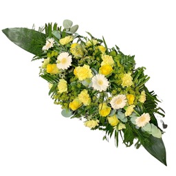 Rouwstukje 2 uiteinden geel/ creme Rouwstukje 2 uiteinden geel/ creme