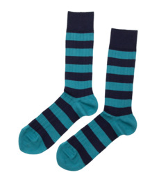 Socks Awning Stripe Aqua / Navy