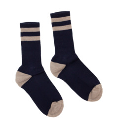 Socks Striped Merino Navy / Sand