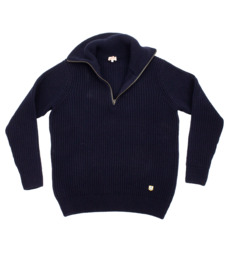 Sweater Zip-up Collar Navy Uitverkocht 
