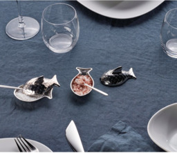 Alessi Zoutschaaltje met  Lepel Colombina Fish Alessi Zoutschaaltje met  Lepel Colombina Fish