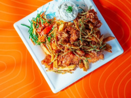 Loaded Kibbeling 'pinda pinda' Fish 'n Chips 