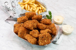 Crispy kibbeling 500 gram  + gezinszak patat  actie 