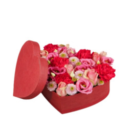 Hart vorm gevuld met liefelijke bloemen