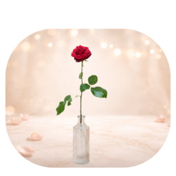 Single roos met vaas